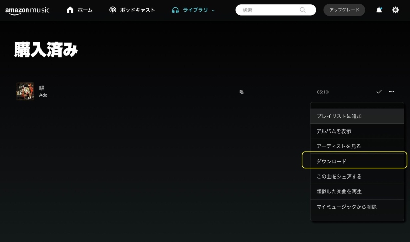 下載購買的歌曲
